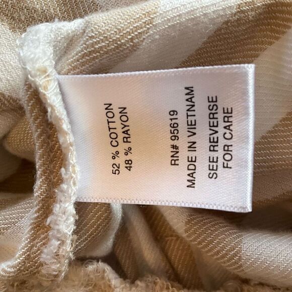 Fever Cropped Paper Bag Pants, Cream and Tan Striped, Large - Picture 9 of 10